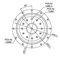 Output Frame Dimensions of Model SD, SDL, and SDD 140/200 Planetary Reducer Gearbox