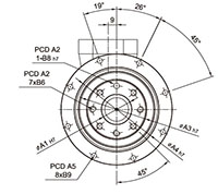 Output Frame Dimensions of Model SDH 64 Planetary Reducer Gearbox