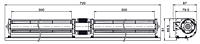 AC Cross Flow Fan JQ-453030 Series (Double Blower) - Dimensions