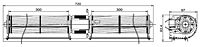 AC Cross Flow Fan JQ-603030 Series (Double Blower) - Dimensions