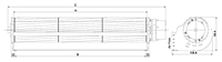 DC Cross Flow Fan JQD-65A Series - Dimensions
