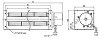 EC Crossflow Fan JET-040A Series - Dimensions