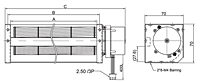 EC Cross Flow Fan JET-050A Series - Dimensions