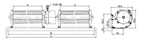 EC Cross Flow Fan JQT-45 Series (Double Blower) - Dimension