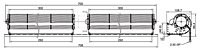 EC Cross Flow Fan JQT-653030 Series (Double Blower) - Dimensions