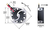 0.16 Cubic Feet Per Minute (ft³/min) Airflow (P) Micro Fan - Dimensional Drawing