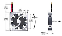 0.30 Cubic Feet Per Minute (ft³/min) Airflow (P) Micro Fan - Dimensional Drawing