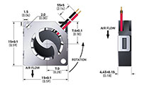 0.19 Cubic Feet Per Minute (ft³/min) Airflow (P) Micro Blower - Dimensional Drawing