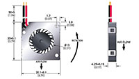 0.27 Cubic Feet Per Minute (ft³/min) Airflow (P) Micro Blower - Dimensional Drawing