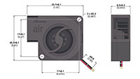 0.38 Cubic Feet Per Minute (ft³/min) Airflow (P) Micro Blower - Dimensional Drawing