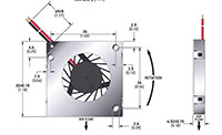 0.87 Cubic Feet Per Minute (ft³/min) Airflow (P) Micro Blower - Dimensional Drawing