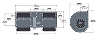 RA12B001/B17/B40 and RA24B001/B17/B40 Series Dual Wheel Design Brushed Direct Current (DC) Centrifugal Blowers - 2