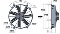 AX12BL009C-B305 Series Curved Blade Design Brushless Direct Current (DC) Axial Fan - Suction Airflow Direction